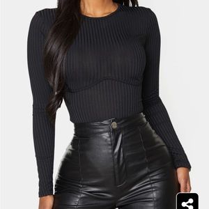 Pretty little thing shape ribbed underbust detail bodysuit